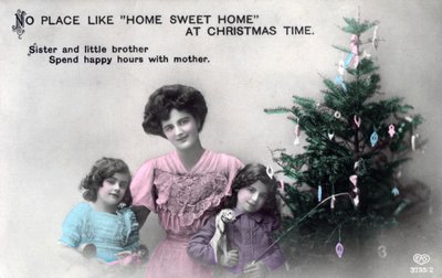「No Place like Home Sweet Home at Christmas Time」、グリーティング カード、c1900-1919。 作： Schwerdffeger and Co