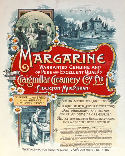 Craigmillar Creameryが製造するマーガリンの広告 作： Scottish School