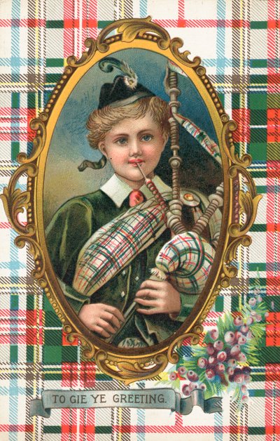 英国年賀状（カラーリトグラフ） 作： Scottish School