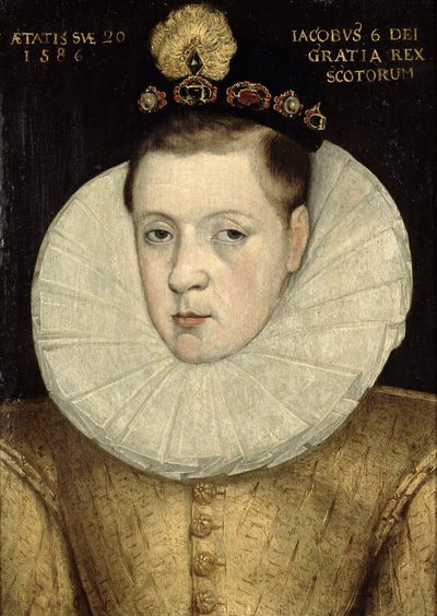スコットランドのジェームズ6世の肖像、後にイングランドのジェームズ1世（1566-1625）1586 作： Scottish School