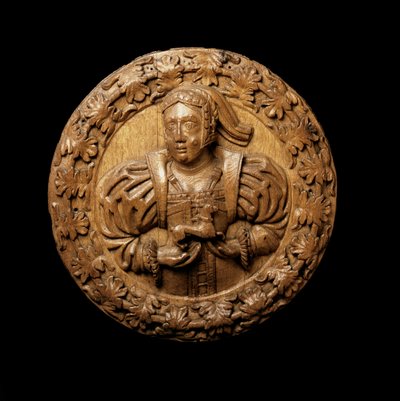 1540年、スターリング城のキングスプレゼンスチャンバーの天井からマーガレットチューダーを表すと考えられたラウンデル（オーク材） 作： Scottish School