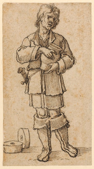 壺を持つ若い農民 作： Sebald Beham