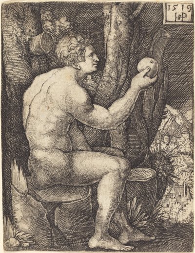 着席したアダム 作： Sebald Beham