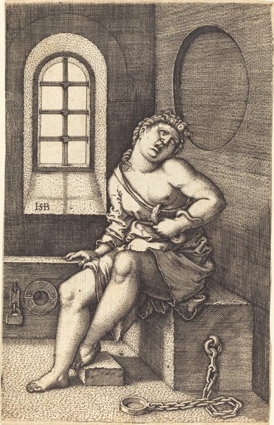 座るクレオパトラ 作： Sebald Beham