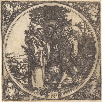 紳士と 2 人の使用人、またはソロンと 2 人の農民 作： Sebald Beham
