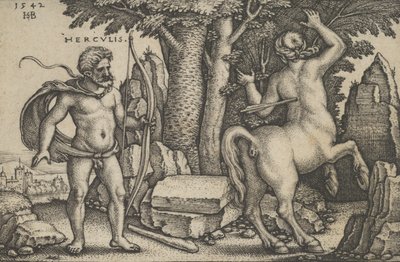 ネススを殺すヘラクレス、『ヘラクレスの労働』、1542 年。 作： Sebald Beham