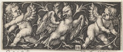 イーグルが両脇にいる水平パネル、1544 年。 作： Sebald Beham