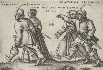 農民の饗宴または十二ヶ月、1546年からの1月と2月。 作： Sebald Beham