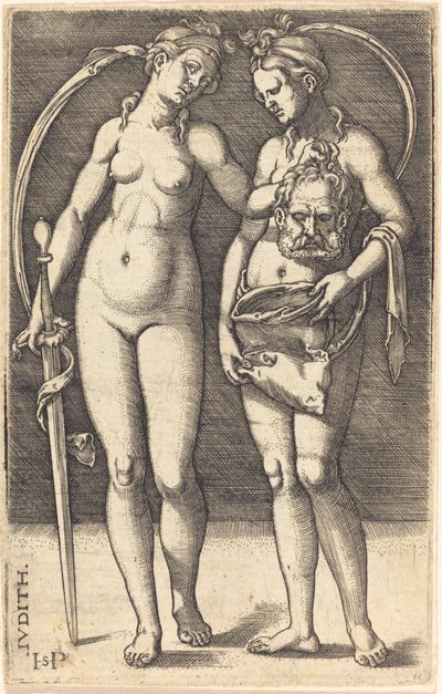 立っているジュディスと彼女の使用人 作： Sebald Beham
