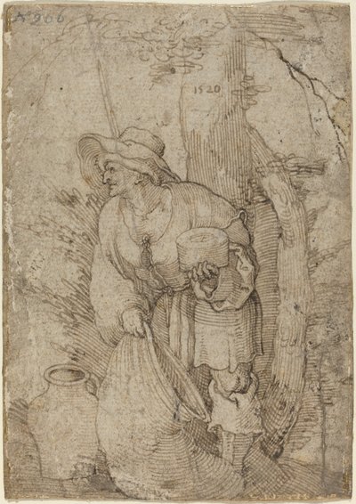 木の下に立つ老人 作： Sebald Beham