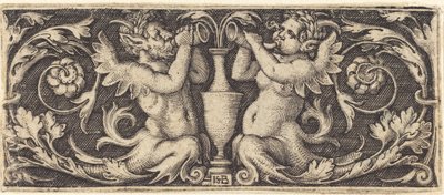角笛を吹くトリトンの飾り 作： Sebald Beham