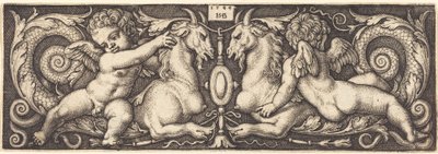 2匹のキメラに乗った2匹の精霊のオーナメント 作： Sebald Beham