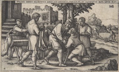 放蕩息子の帰還、『放蕩息子の歴史』より。 1540年、 作： Sebald Beham
