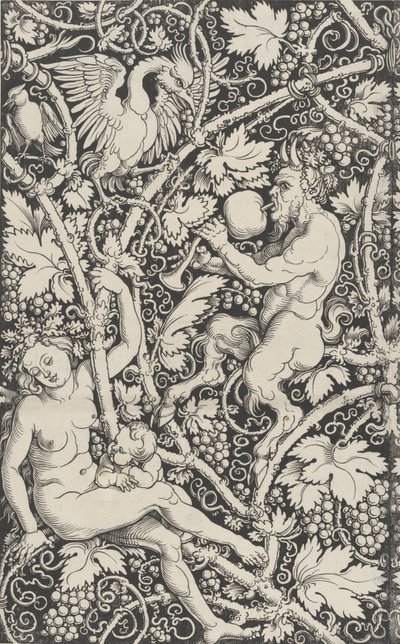 サテュロス一家の壁紙、1515年。 作： Sebald Beham
