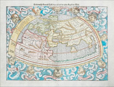 セバスチャン・ミュンスターによる1550年プトレマイオス朝世界地図 作： セバスチャン・ミュンスター