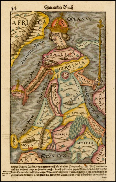 Europa regina Queen Europe From the Cosmographia、1570 作： Sebastian Munster