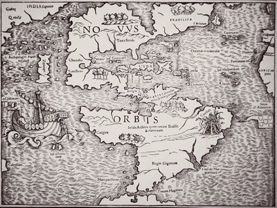 大西洋と太平洋を含むアメリカの地図 作： Sebastian Munster