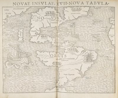 北アメリカの地図、新しい島々、17 の新しい地図、セバスチャン・ミュンスター 作： Sebastian Munster