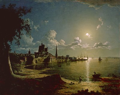 月明かりのシーン、サウサンプトン、1820年 作： Sebastian Pether