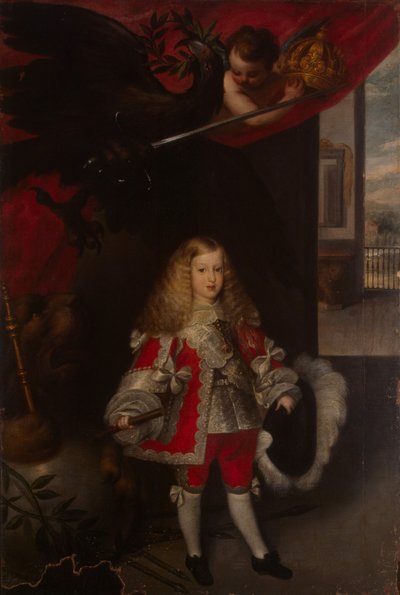 子供の頃のスペインのチャールズ2世の肖像画、1667-1670年 作： Sebastian de Herrera Barnuevo