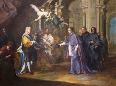 フェリペ・チギ・ゾンダダリ枢機卿とスペイン国王フェリペ5世の会談 作： Sebastiano Conca
