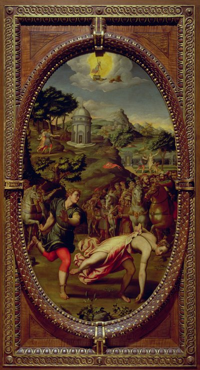 アタランタとヒッポメネス、1572年（スレートに油彩） 作： Sebastiano Marsili