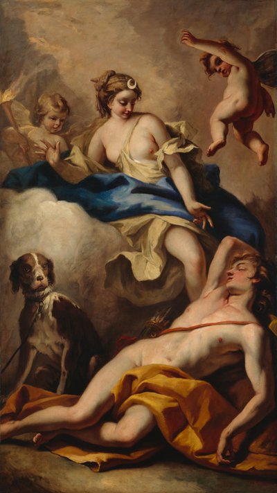 ダイアナとエンディミオン (キャンバスに油彩) 作： Sebastiano Ricci