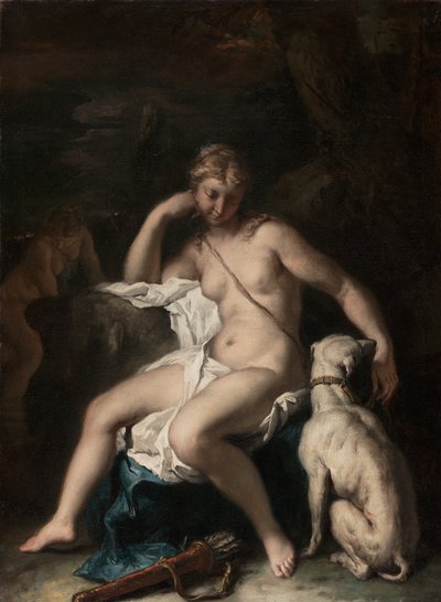 ダイアナと彼女の犬、c.1717-20（キャンバスに油彩） 作： Sebastiano Ricci