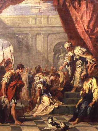 アハシュエロスの前のエスター」（油彩・キャンバス 作： Sebastiano Ricci