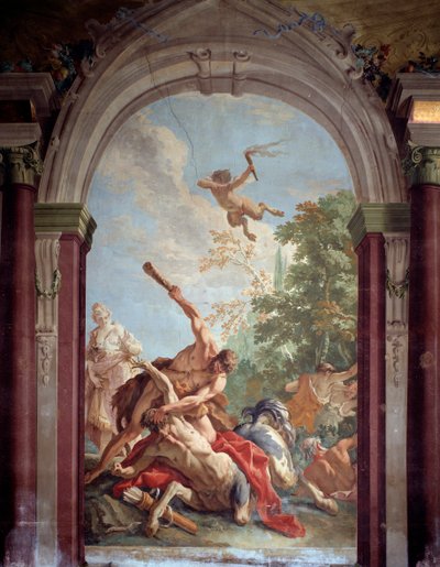 ヘラクレスとケンタウロス・ネッソス - フレスコ画 作： Sebastiano Ricci