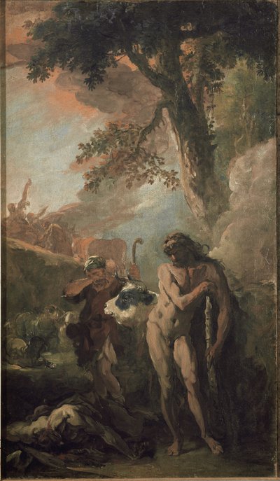 ヘラクレスとカッカス準備段階のスケッチ（油彩・キャンバス 作： Sebastiano Ricci