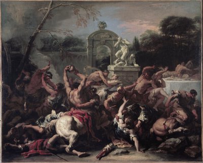 ラピスとケンタウロス-ラピスとケンタウロスの間の戦い。セバスティアーノリッチによる絵画 作： Sebastiano Ricci