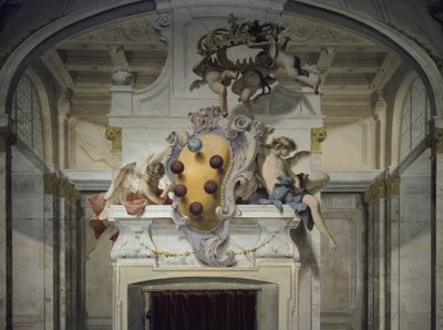 メディチ家の紋章。セバスティアーノ・リッチ（1659-1734）によるフレスコ画（1707-1708年頃）。フィレンツェ、ピッティ宮殿 作： Sebastiano Ricci