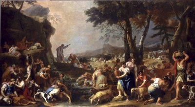 モーセは岩から水を流します、1725-26 作： Sebastiano Ricci