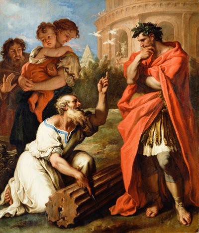 タルクィニウス長老がアタス・ナヴィウスに相談、1690年頃（キャンバスに油彩） 作： Sebastiano Ricci
