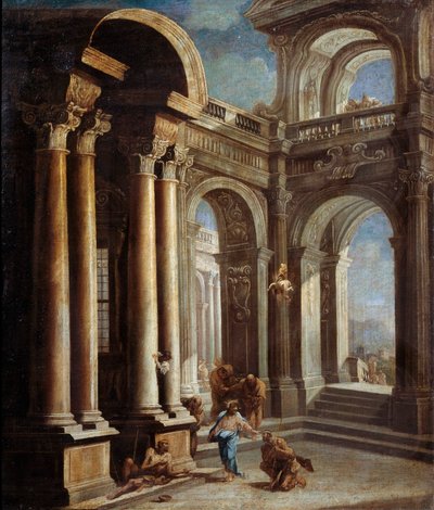 ジェリコの盲目の男の癒し」。 作： Sebastiano Ricci