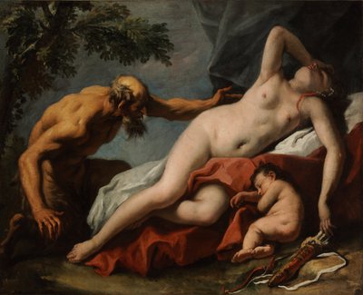 ヴィーナスとサティル-セバスティアーノ・リッチによる絵画 作： Sebastiano Ricci