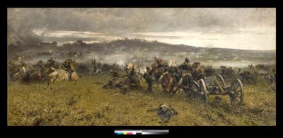 1887年のサンマルティーノの戦い中の砲兵 作： Sebastiano de Albertis