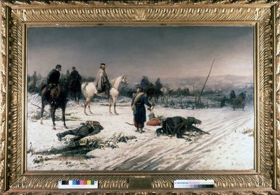 戦場のディジョンにいるガリバルディ、S.デ・アルベルティスの絵。1877.リソルジメント博物館。ミラノ 作： Sebastiano de Albertis