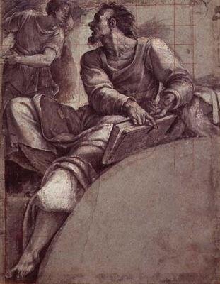 天使に告げられた預言者（プリント 作： Sebastiano del (c.1485 1547) Piombo