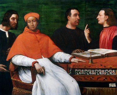 バンディネロ・サウリ枢機卿、秘書官、2 人の地理学者、1516 年。 作： Sebastiano del Piombo