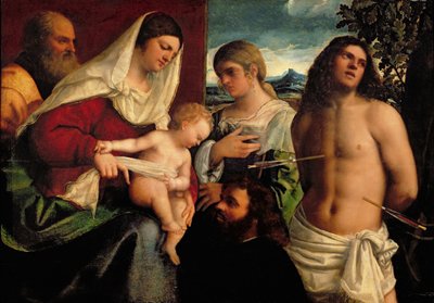 サクラとの会話。キャサリン、セバスチャン、聖家族 作： Sebastiano del Piombo