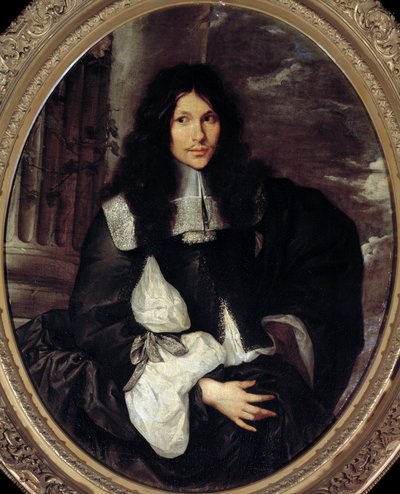 男性の肖像（ジャン・フーケと推定される）。Sebastien Bourdon（1616-1671）の学校の匿名の絵画 作： Sebastien (school of) Bourdon