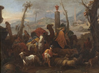 ヤコブの旅とベテルの柱」1640年頃（油彩・キャンバス 作： Sébastien Bourdon