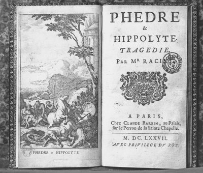Jean Racine（1639-99）1677による「Phedre」のタイトルページ 作： Sebastien I Le Clerc