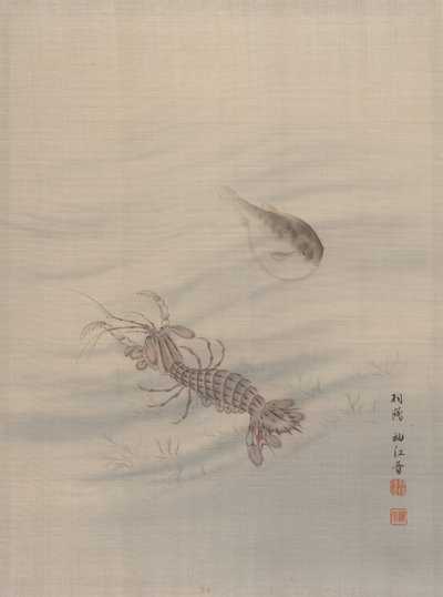 ザリガニを示す海底、カリフォルニア州。 1890-92。 作： Seki Shuko