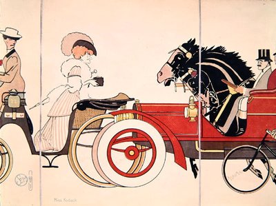 フランスの社会生活を描いたセムのドローイング集「Les Acacias」からのイラスト「Miss Kodack」、1910年頃（カラーリトグラフ） 作： Sem