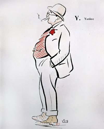 Alphabet de Sem』（1863年～1934年）のアメリカ人の漫画、Y as Yankee, n.d., 20世紀。 作： Sem