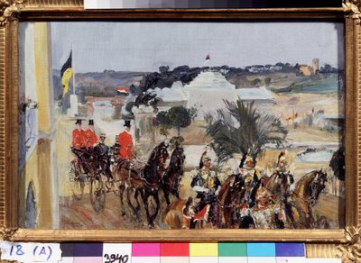 サヴォイアのヴィクトル エマヌエーレ 3 世 (ヴィットリオ エマヌエーレ ディ サヴォイア) (1869-1947), イタリア国王, 1911 ローマ国際博覧会を訪問. (Victor Emmanuel III, King of Italy 1911 Rome International Exhibition を訪問). 目の前のロイヤルコンボイ 作： Semen Gavriilovich Nikiforov