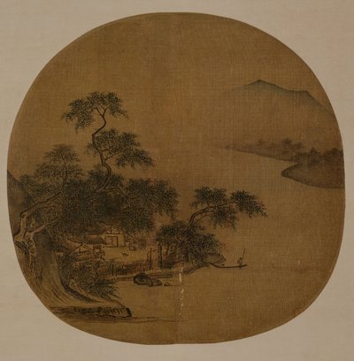 リバーサイドリトリート、1250年頃（シルクにインクと色） 作： Sen Xia